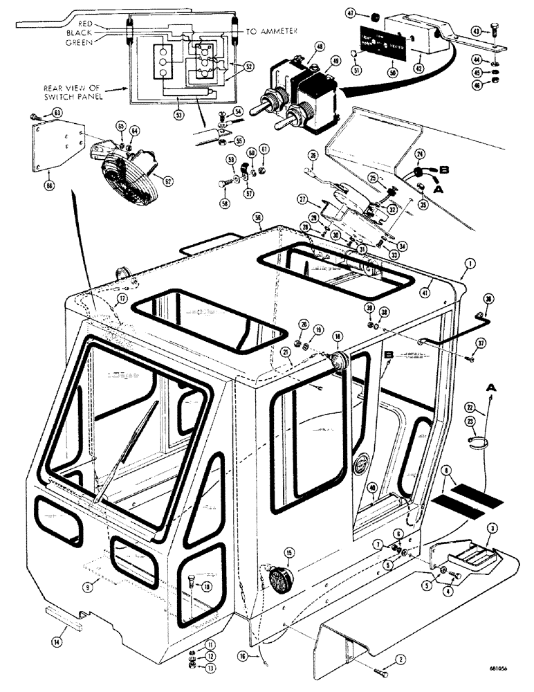 Схема запчастей Case 680CK - (140) - CAB AND RELATED PARTS (90) - PLATFORM, CAB, BODYWORK AND DECALS