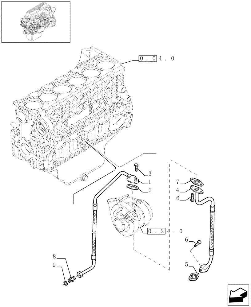 Схема запчастей Case F3AE0684G B004 - (0.30.63[01]) - TURBOBLOWER PIPES (504053491 - 504053494) 