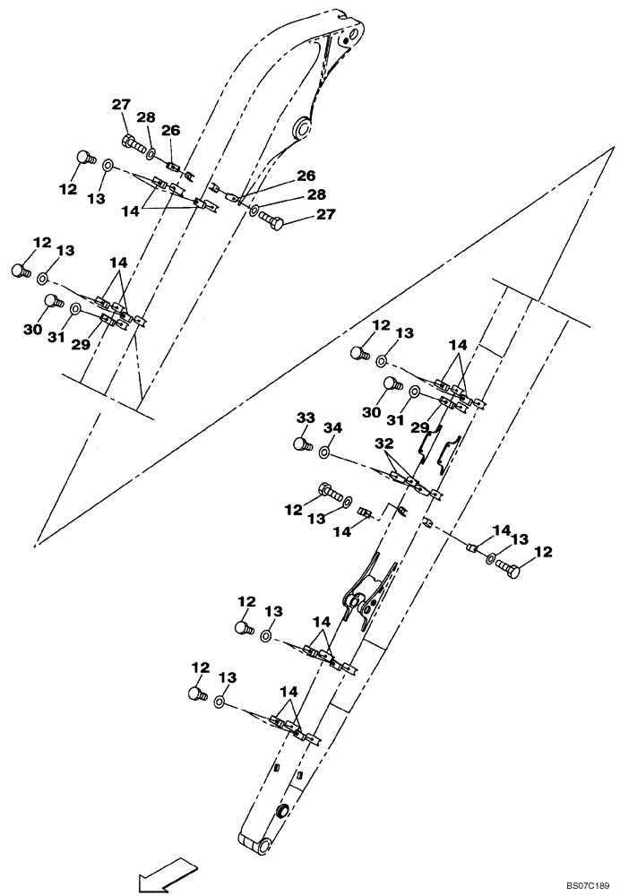 Схема запчастей Case CX210BLR - (09-39[01]) - CLAMPS - ARM (09) - CHASSIS/ATTACHMENTS