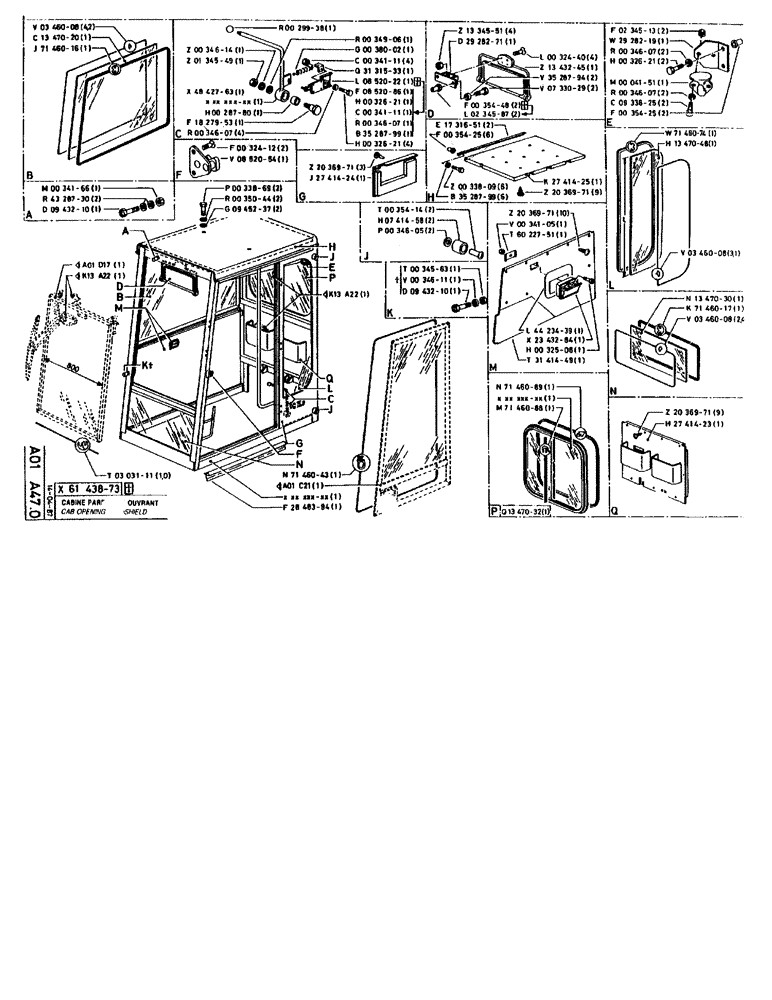 Схема запчастей Case 90BCL - (003) - CAB OPENING WINDSHIELD (05) - UPPERSTRUCTURE CHASSIS