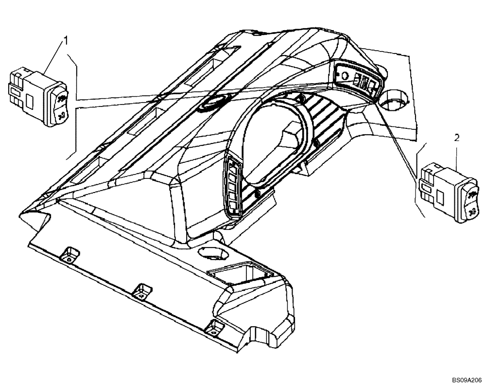 Схема запчастей Case 330B - (67A00002077[001]) - OPTION SWITCHES, INSTRUMENT PANEL (P.I.N. HHD0330BN7PG57000 AND AFTER) (84189235) (13) - Electrical System / Decals