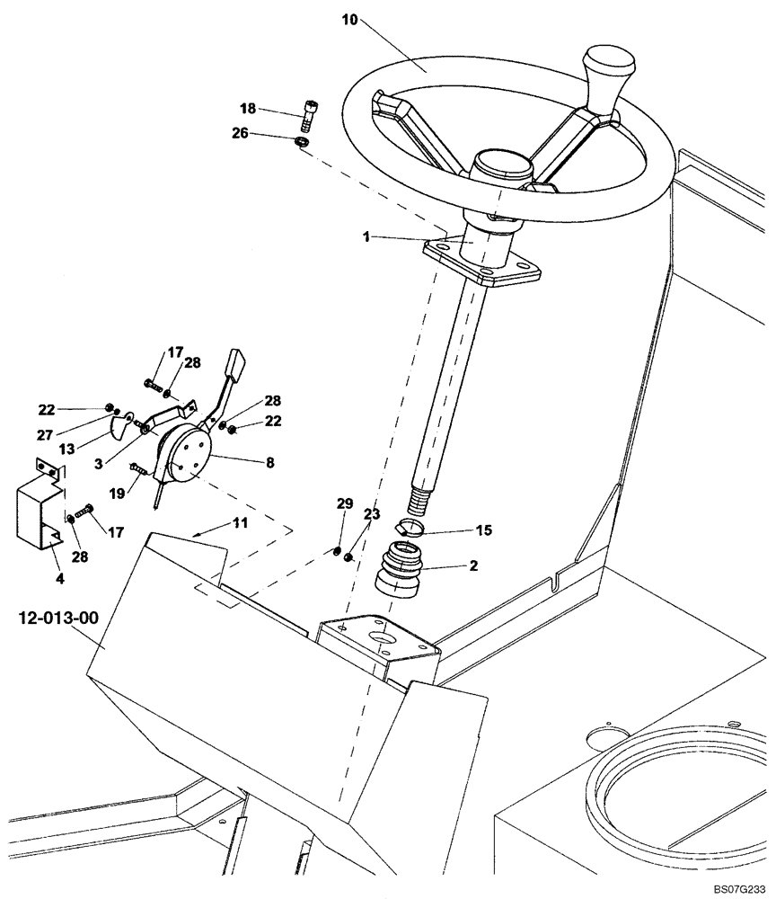 Схема запчастей Case SV210 - (06-001-00[01]) - STEERING, CONTROL (GROUP 187) (ND126680) (05) - STEERING