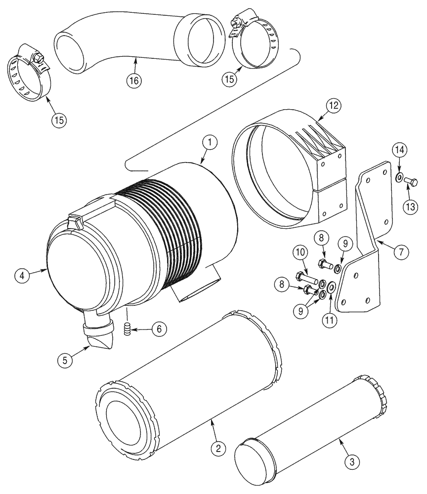 Схема запчастей Case 90XT - (02-07) - AIR CLEANER ENGINE IF USED (02) - ENGINE