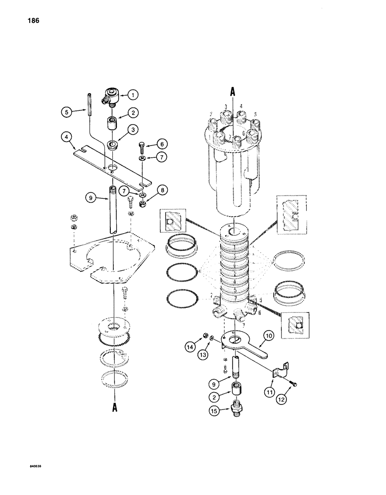 Схема запчастей Case 880C - (186) - INNER SWIVEL ASSEMBLY (04) - UNDERCARRIAGE