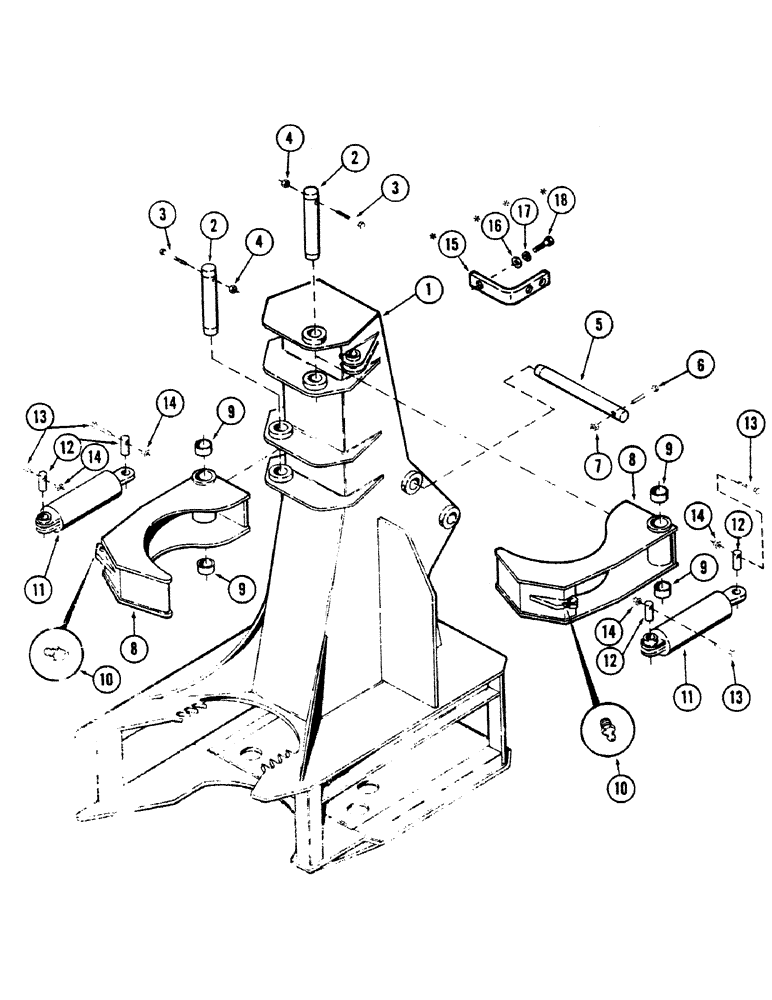 Схема запчастей Case 40BLC - (298) - MAIN FRAME AND ATTACHING PARTS, (USED WITH ROTARY CUTTER) (18) - ATTACHMENT ACCESSORIES