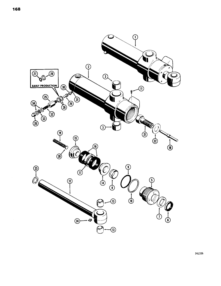 Схема запчастей Case 26 - (168) - G32590 AND G32591 SWING CYLINDERS, GLAND HAS SOLID OUTER ROD WIPER, NO IDENTIFICATION RING 