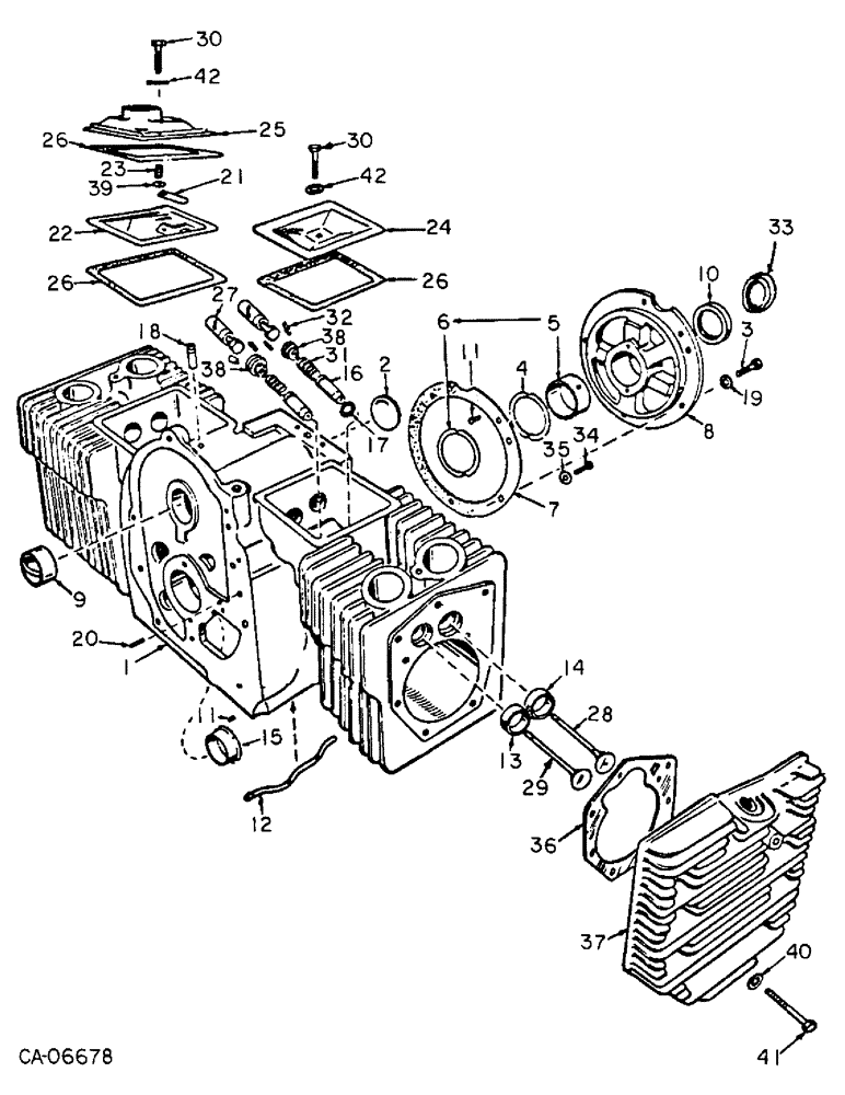 Схема запчастей Case 4125 - (12-01) - POWER, CYLINDER BLOCK (04) - Drive Train