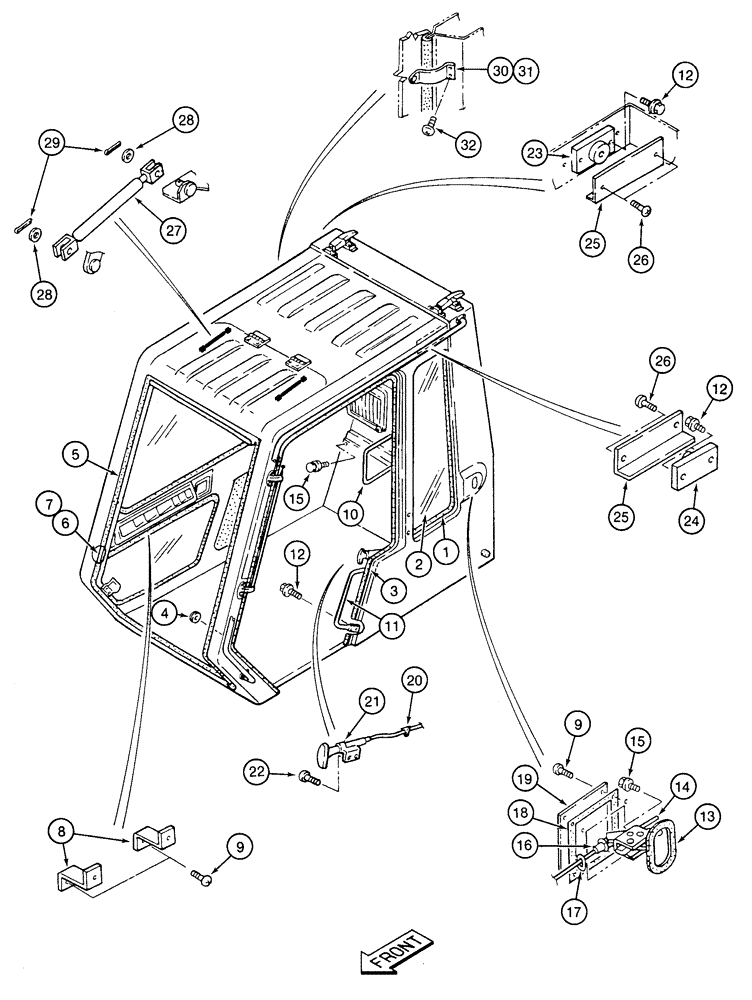 Схема запчастей Case 9020 - (9-42) - CAB DOOR RELEASE AND OVERHEAD DOOR CYLINDERS (09) - CHASSIS