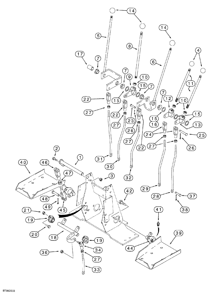 Схема запчастей Case 580SL - (9-028) - BACKHOE CONTROLS WITH FOOT SWING, WITH NON EXTENDABLE DIPPER (09) - CHASSIS/ATTACHMENTS