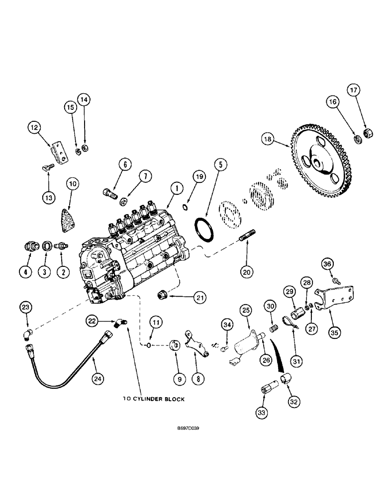 Схема запчастей Case 9040B - (3-22) - FUEL INJECTION PUMP AND DRIVE, 6T-830 ENGINE, PRIOR TO P.I.N. DAC04#2001 (03) - FUEL SYSTEM