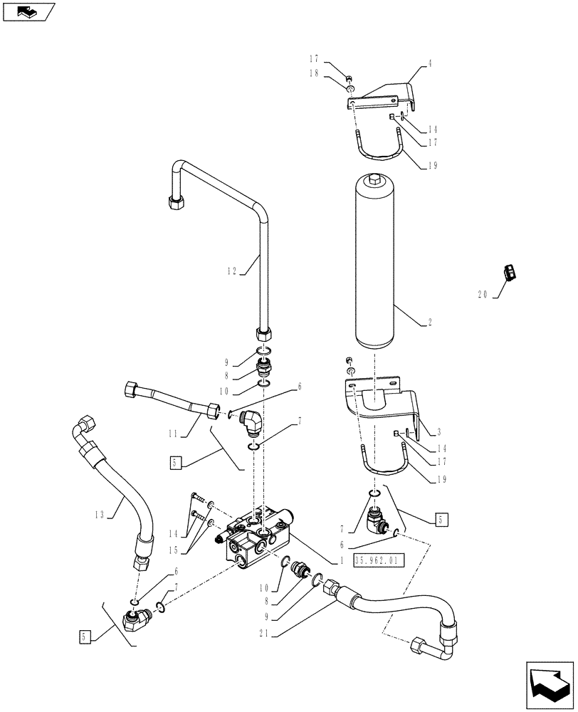 Схема запчастей Case 921F - (35.962.02) - RIDE CONTROL VALVE INSTALLATION (35) - HYDRAULIC SYSTEMS