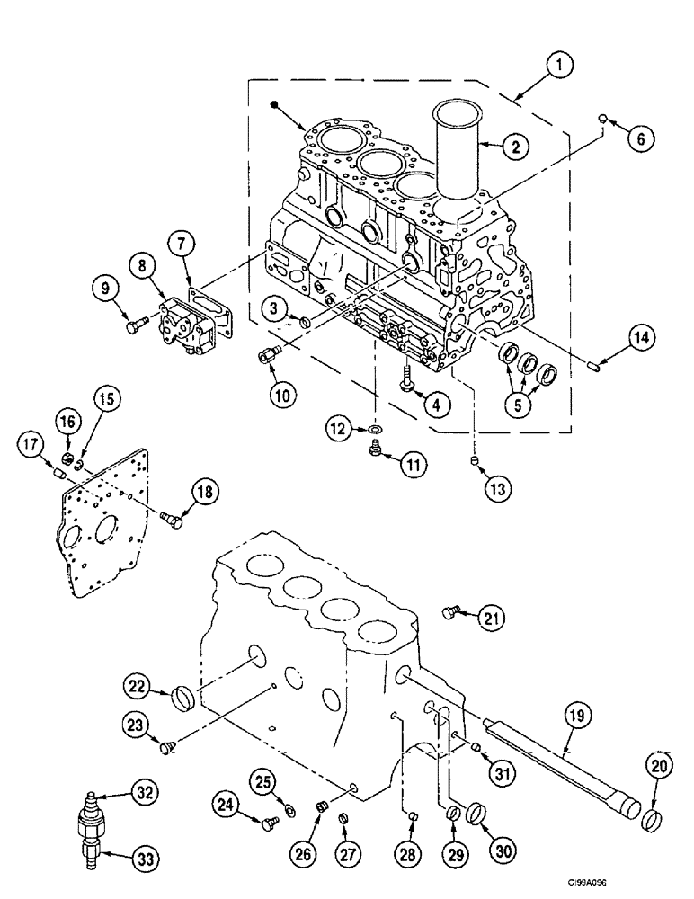 Схема запчастей Case 9007B - (2-38) - CYLINDER BLOCK (02) - ENGINE