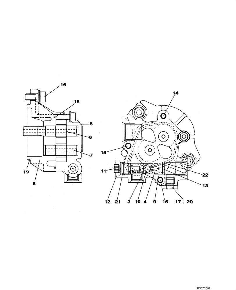 Схема запчастей Case CX210BNLC - (08-88) - KRJ17130 PUMP ASSY, HYDRAULIC - GEAR PUMP ASSY (08) - HYDRAULICS