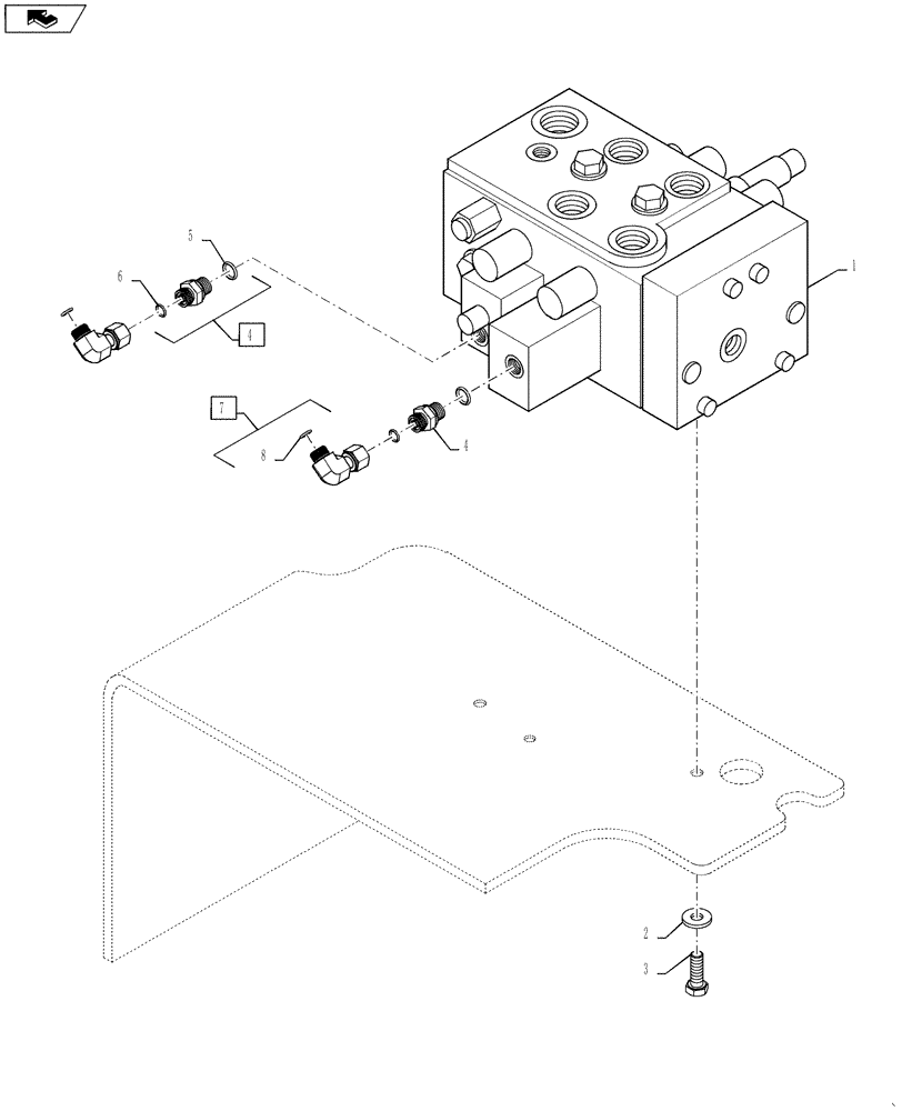 Схема запчастей Case 521F - (35.357.01) - SPOOL VALVE INSTALLATION, TWO LEVER, Z-BAR AND XR/LR (35) - HYDRAULIC SYSTEMS