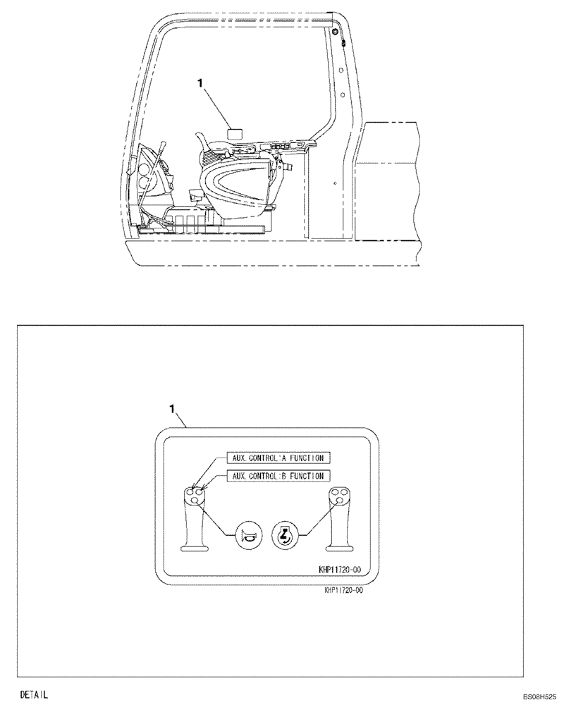 Схема запчастей Case CX800B - (09-36) - DECAL - OPERATORS COMPARTMENT - AUXILIARY CONTROL (09) - CHASSIS