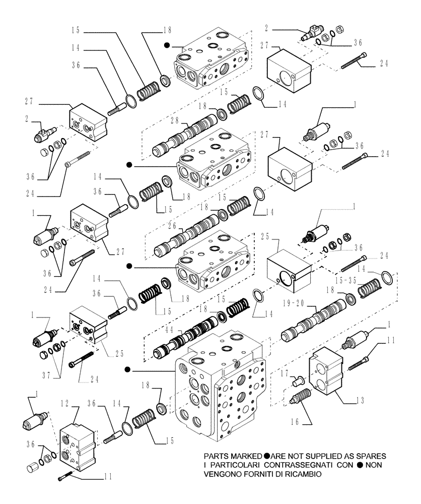 Схема запчастей Case 1850K - (9.437[03]) - PAT EQUIPMENT CONTROL VALVE (5 SECTIONS) - OPTIONAL CODE 784866001 (19) - OPTIONS