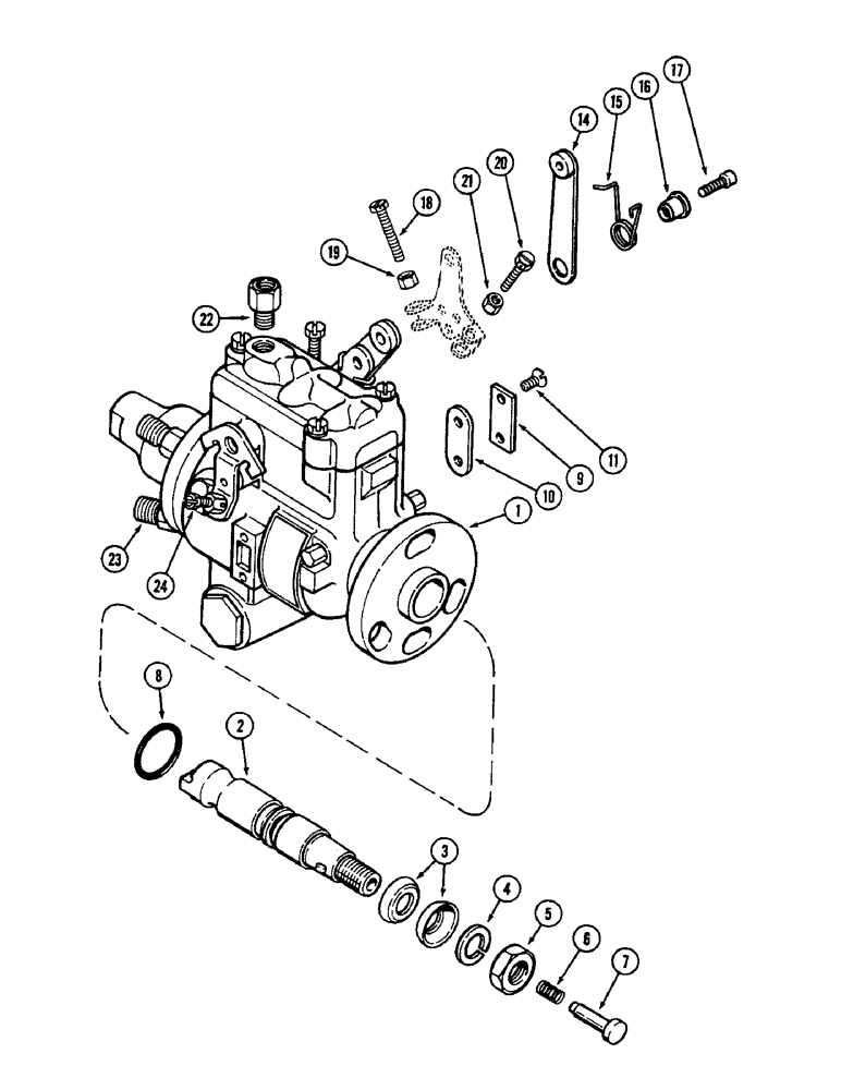 Схема запчастей Case 350B - (058) - FUEL INJECTION PUMP (02) - FUEL SYSTEM