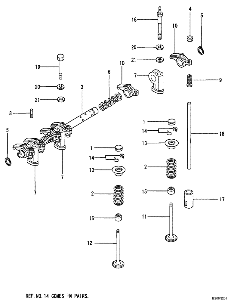 Схема запчастей Case CX17B - (09-002[00]) - VALVE MECHANISM (10) - ENGINE