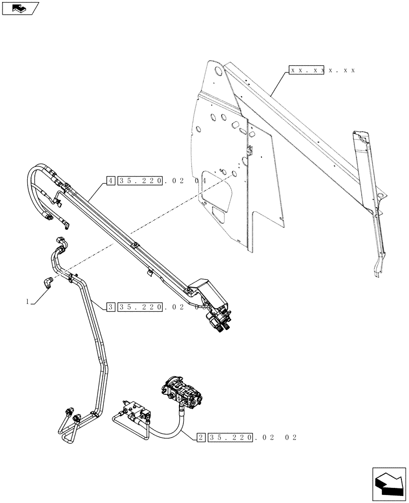 Схема запчастей Case TR320 - (35.734.AH[02]) - AUX HYD, HIGH FLOW (SR220,SR250,TR320) (35) - HYDRAULIC SYSTEMS