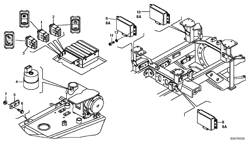 Схема запчастей Case 340 - (67A01031463[001]) - ELECTRICAL CIRCUIT - ELECTRICAL ACCESSORIES - FRONT FRAME (87551846) (13) - Electrical System / Decals