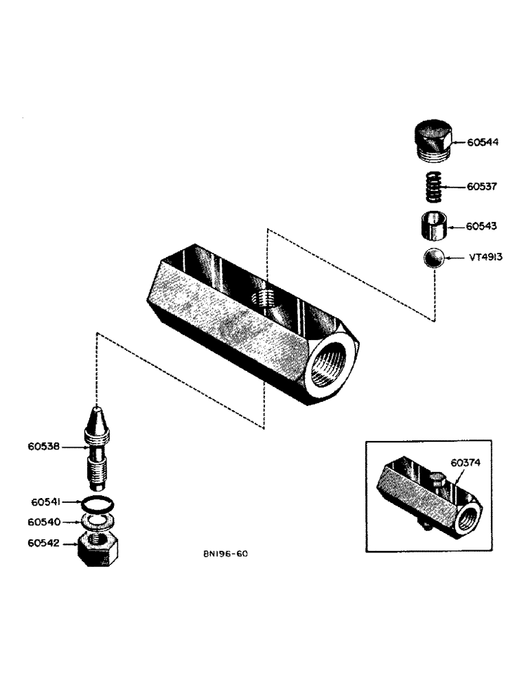 Схема запчастей Case 310 - (42) - 60374 FLOW CONTROL VALVE 