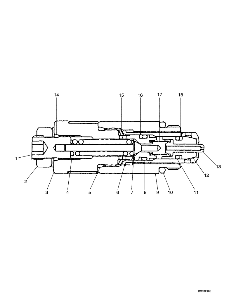 Схема запчастей Case CX14 - (08-37[00]) - VALVE ASSY - RELIEF (PA22V01001F1) (08) - HYDRAULICS