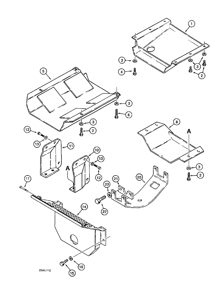 Схема запчастей Case 550E - (9-12) - UNDERCARRIAGE GUARDS AND REAR TRANSMISSION GUARDS (09) - CHASSIS/ATTACHMENTS