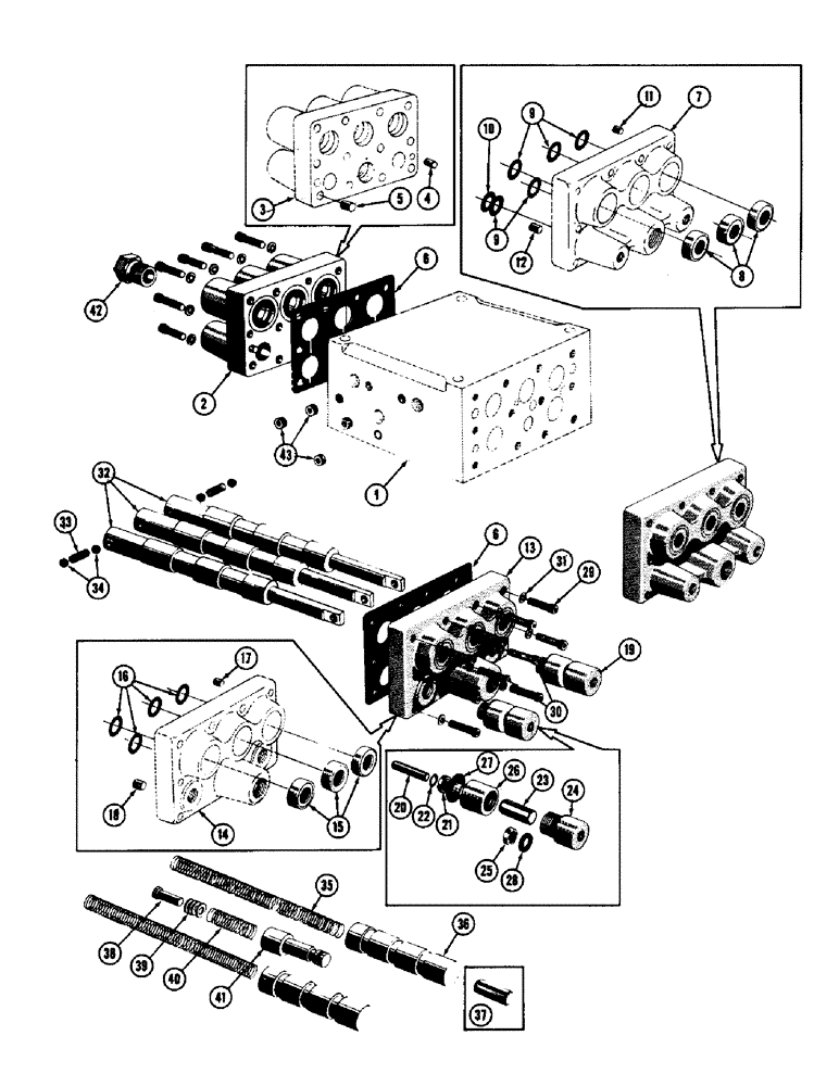 Схема запчастей Case 600 - (288) - TRANSMISSION CONTROL VALVE ASSEMBLY, HOUSING, COVERS, SPOOLS, SPRINGS AND SEALS (07) - HYDRAULIC SYSTEM