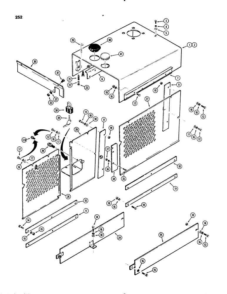 Схема запчастей Case 455B - (252) - HOOD AND SIDE PANELS (05) - UPPERSTRUCTURE CHASSIS