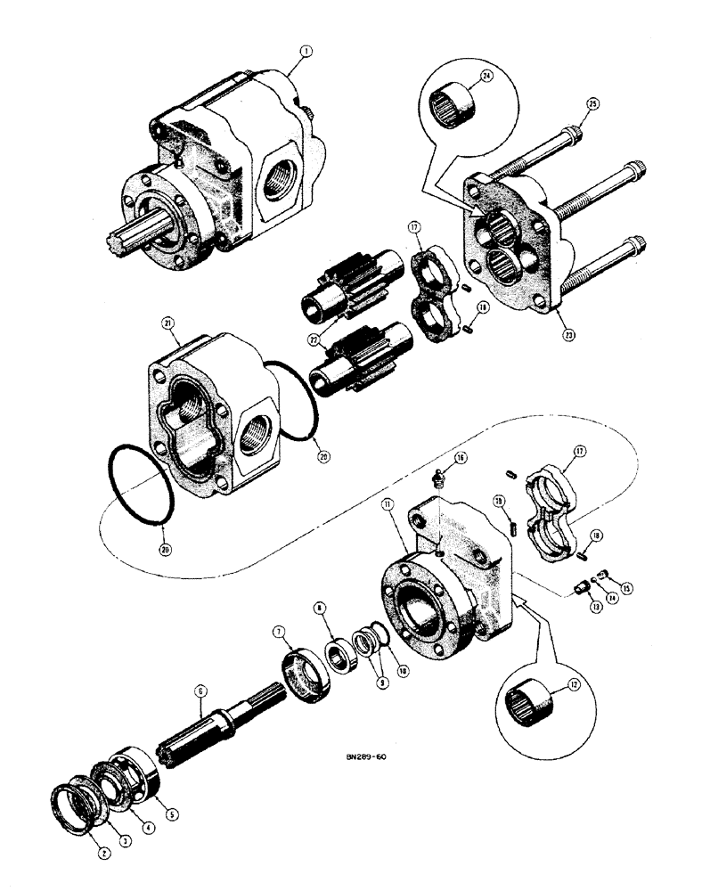 Схема запчастей Case 420B - (186) - D25370 HYDRAULIC PUMP (20 G.P.M.) 