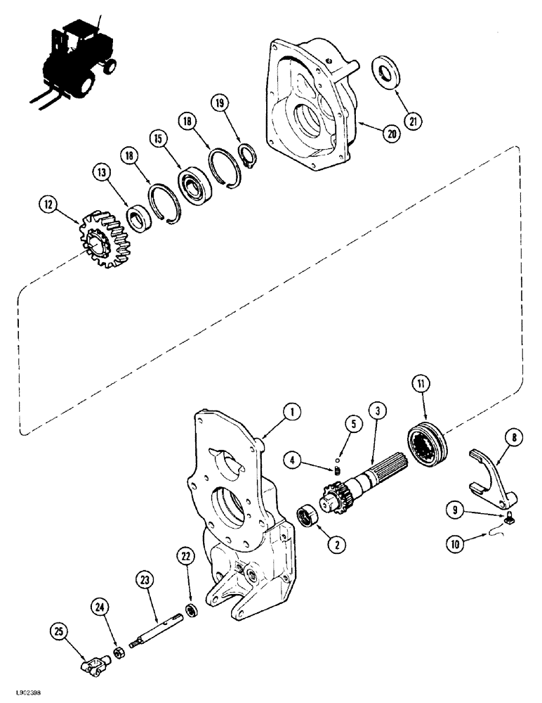 Схема запчастей Case 586E - (6-78) - TRANSAXLE SHIFT MECHANISM AND OUTPUT SHAFT, 4 WHEEL DRIVE (06) - POWER TRAIN