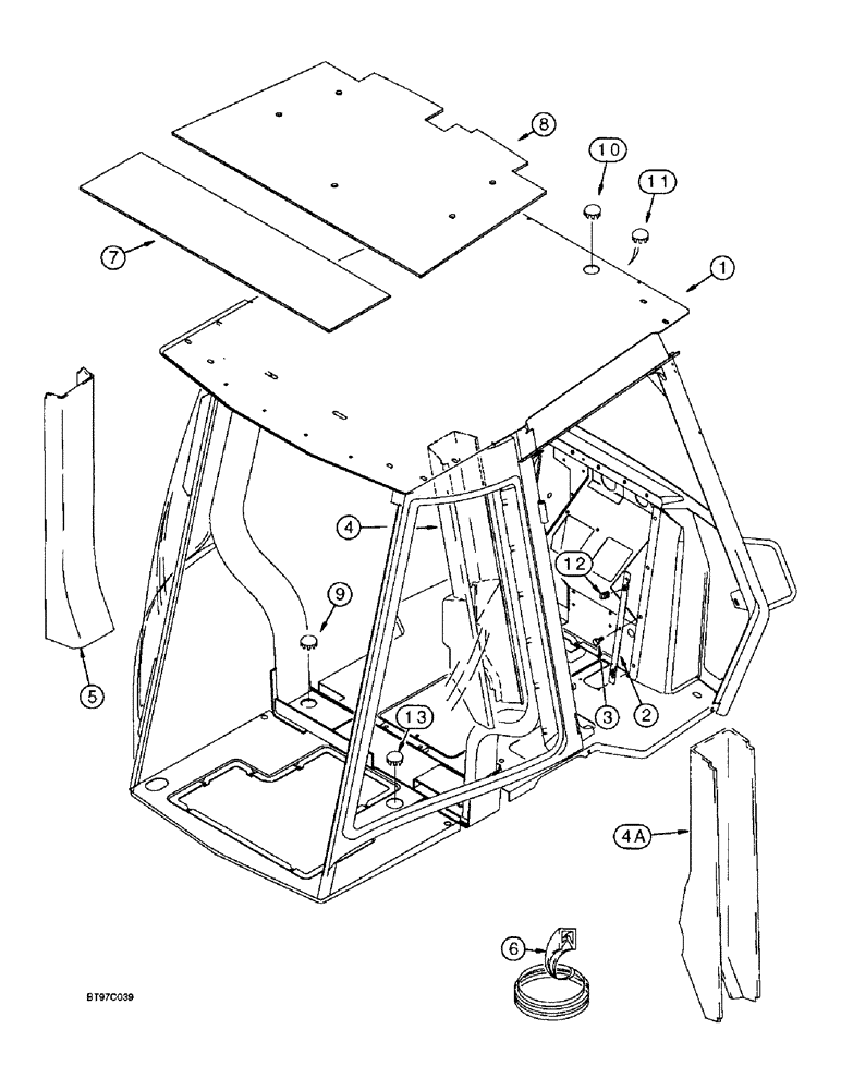 Схема запчастей Case 570LXT - (9-126) - CAB FRAME, COVERS AND INSULATION (09) - CHASSIS/ATTACHMENTS