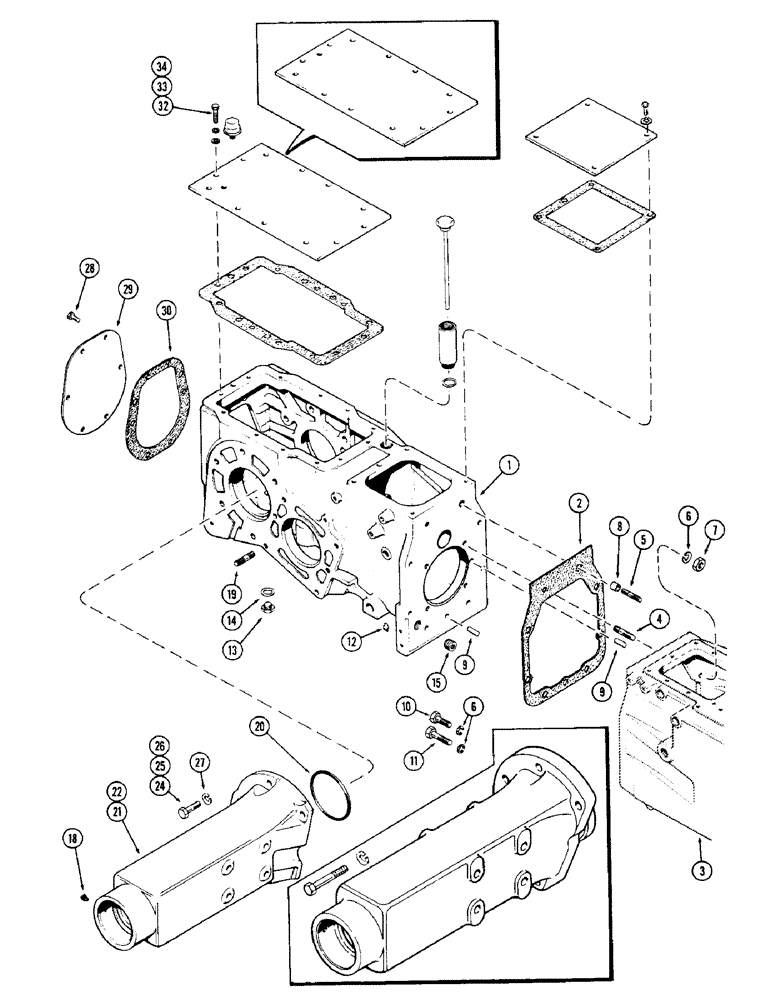 Схема запчастей Case 580B - (142) - TRANSMISSION AND REAR AXLE HOUSINGS (06) - POWER TRAIN