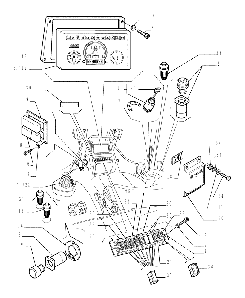 Схема запчастей Case 1850K - (9.653[25]) - ROPS CAB - COMPONENTS - OPTIONAL CODE 784110271 (19) - OPTIONS