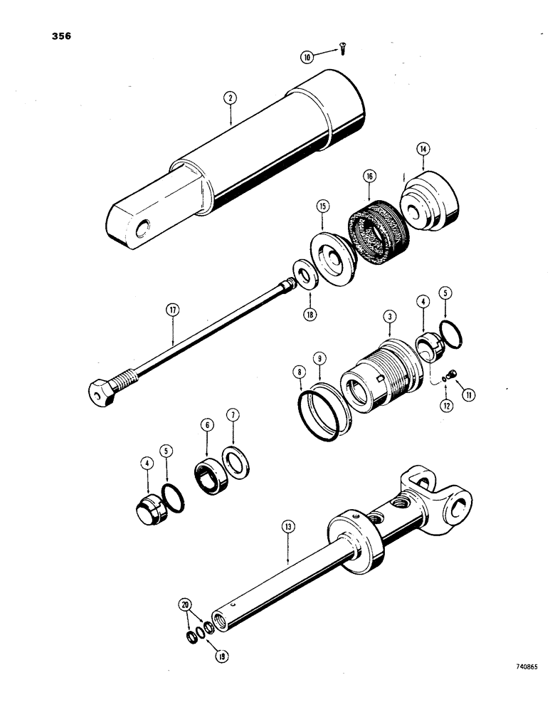 Схема запчастей Case 850 - (356) - D46828 TILT CYLINDER - ANGLE TILT DOZER, HAS SPLIT OUTER ROD WIPER (07) - HYDRAULIC SYSTEM