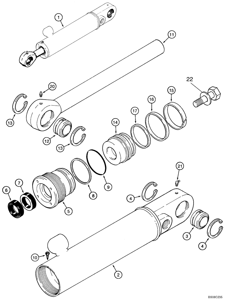 Схема запчастей Case 570MXT - (08-30) - CYLINDER ASSY - HITCH PITCH, THREE POINT (08) - HYDRAULICS