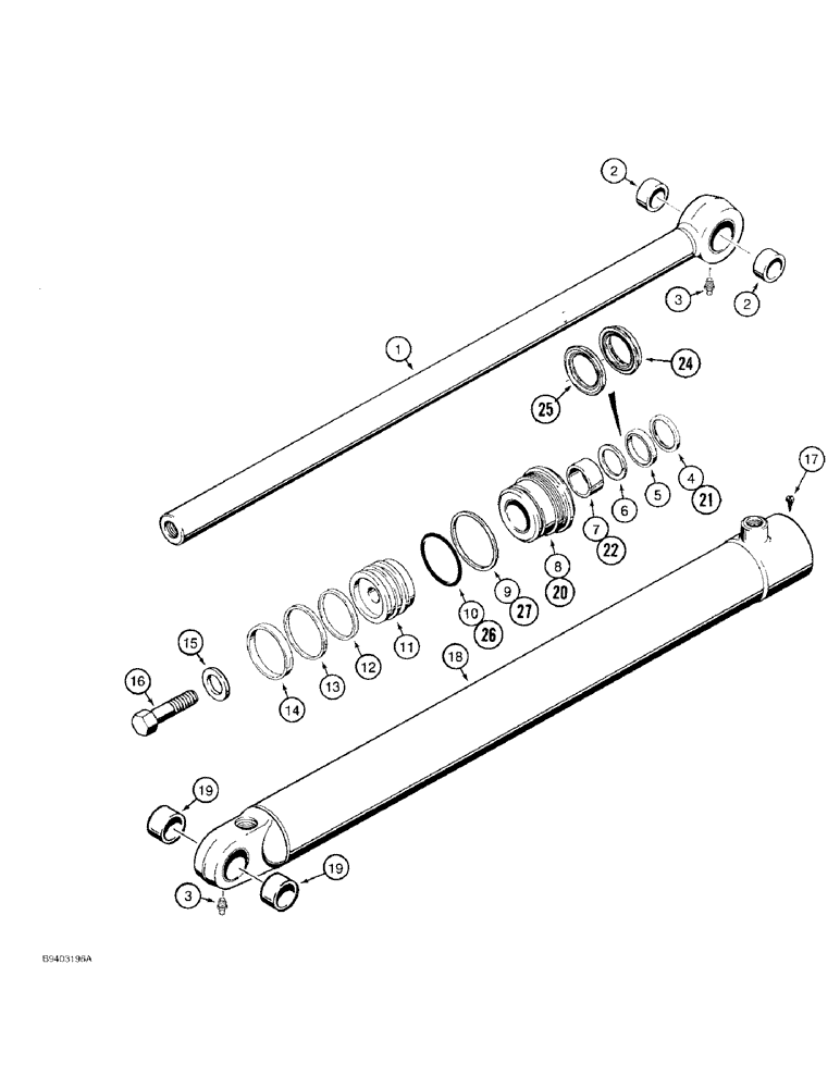 Схема запчастей Case 480F - (8-122) - 1340792C1 LOADER LIFT CYLINDER (08) - HYDRAULICS