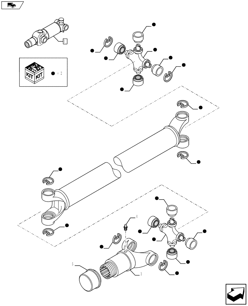 Схема запчастей Case 580SN - (27.100.10) - DRIVE SHAFT (27) - REAR AXLE SYSTEM