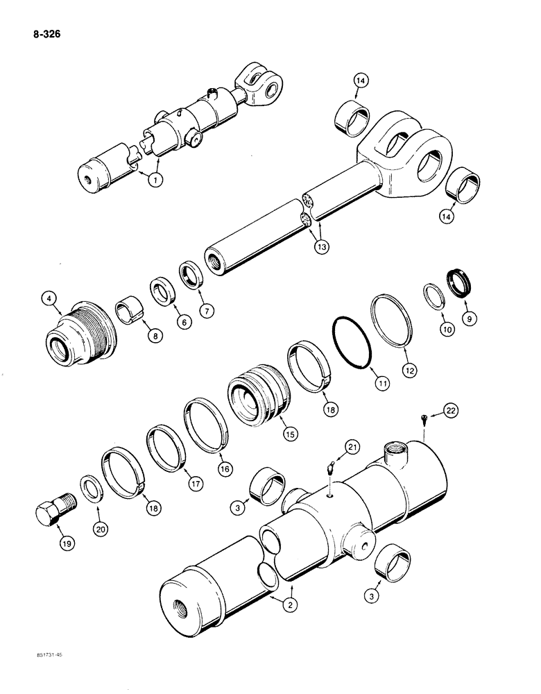 Схема запчастей Case 780C - (8-326) - G103753 LOADER BUCKET TILT CYLINDER (08) - HYDRAULICS