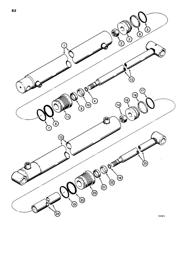 Схема запчастей Case 1816B - (82) - D58574 / D63360 HYDRAULIC CYLINDER (35) - HYDRAULIC SYSTEMS