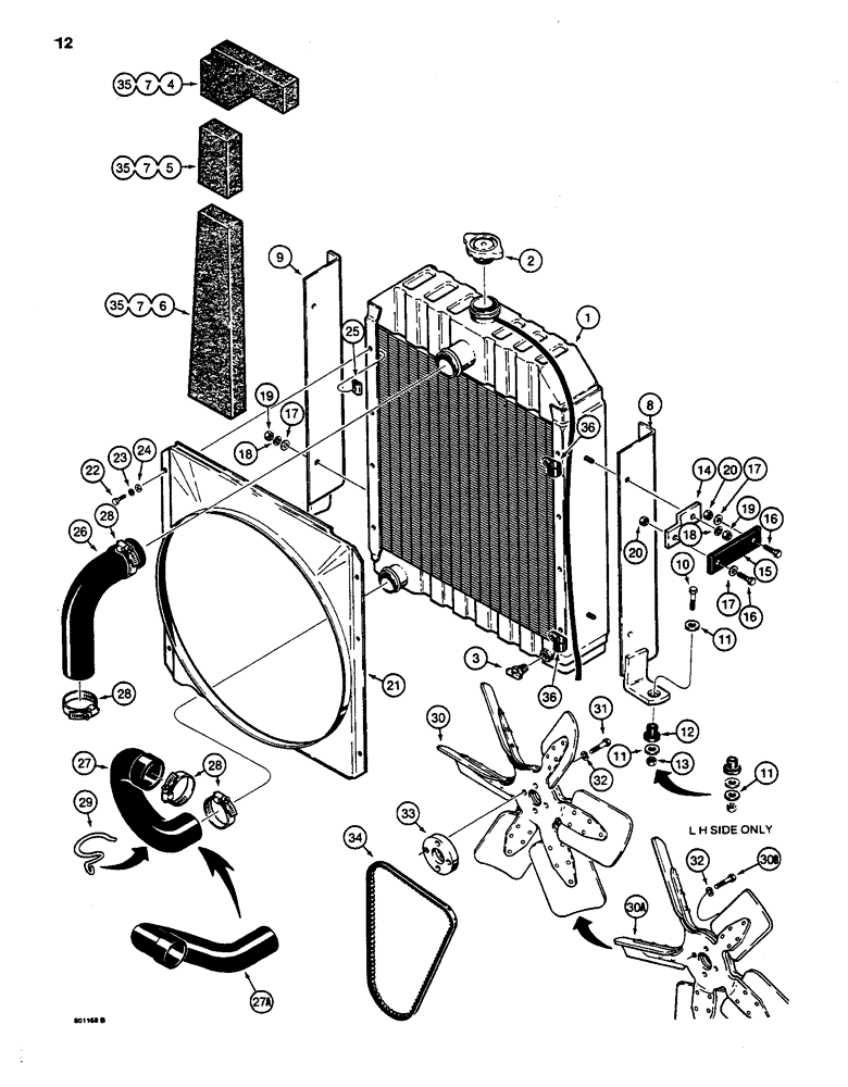 Схема запчастей Case 480D - (012) - RADIATOR, FAN AND MOUNTING PARTS (10) - ENGINE