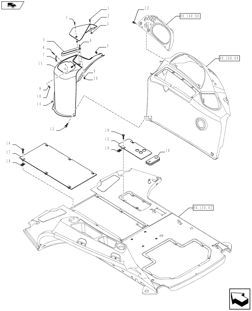 Схема запчастей Case 580SN - (90.100.10[01]) - INSTRUMENT PANEL, SIDE - COVERS (90) - PLATFORM, CAB, BODYWORK AND DECALS