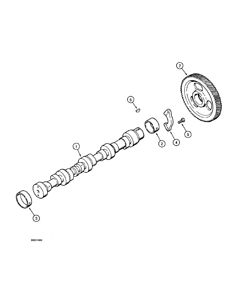 Схема запчастей Case 580L - (2-036) - CAMSHAFT, 4-390 ENGINE, 4T-390 ENGINE (02) - ENGINE