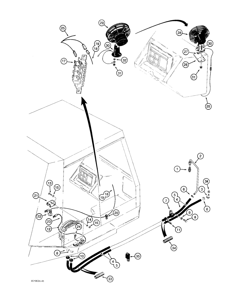 Схема запчастей Case 480F - (9-138) - CAB HEATER LINES AND DEFROSTER (09) - CHASSIS/ATTACHMENTS