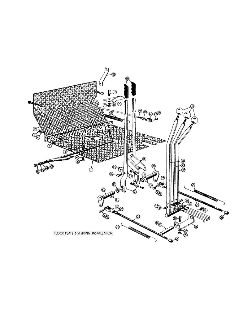 Схема запчастей Case M3B - (062) - FLOOR PLATE & STEERING INSTALLATION 