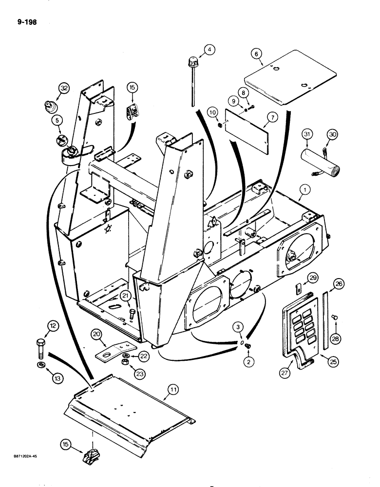 Схема запчастей Case 1825 - (9-198) - CHASSIS AND COVERS (09) - CHASSIS/ATTACHMENTS