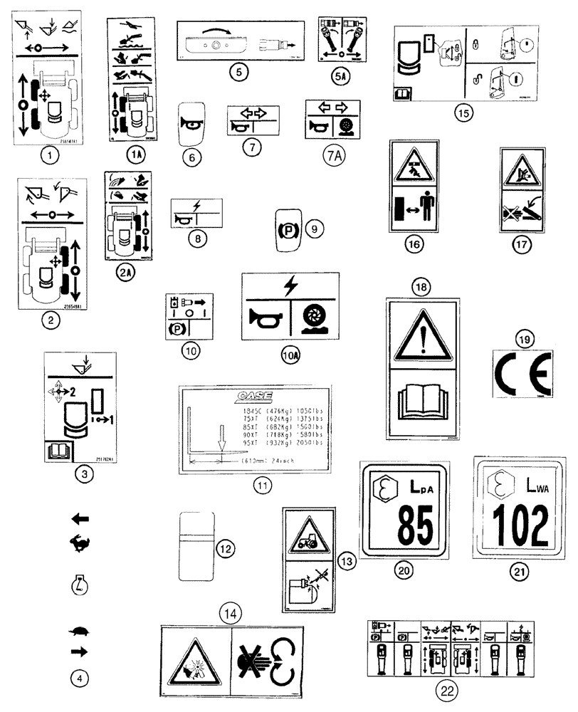 Схема запчастей Case 85XT - (09-63) - DECALS (09) - CHASSIS