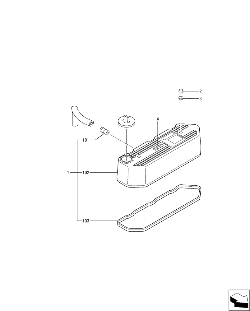 Схема запчастей Case CX17B - (08-003) - ROCKER COVER (10) - ENGINE