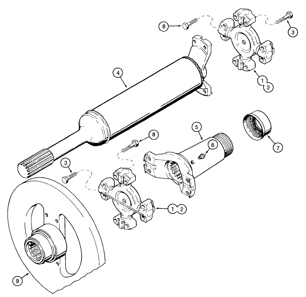 Схема запчастей Case 921B - (6-054) - CENTER DRIVE SHAFT (06) - POWER TRAIN