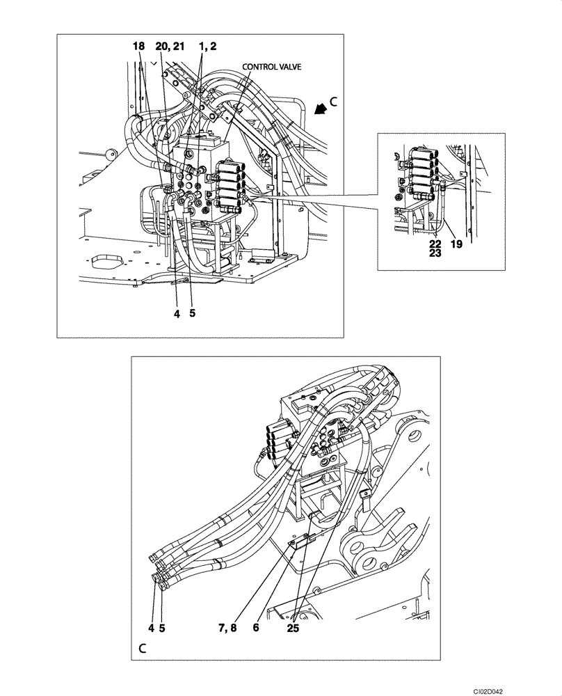 Схема запчастей Case CX75SR - (08-46) - HYDRAULICS, AUXILIARY - DOUBLE ACTING CIRCUIT (08) - HYDRAULICS